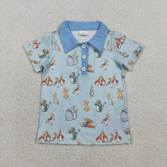 BT1665 Easter Bunny Blue Polo Short Sleeve Boys Top 202601 RTS