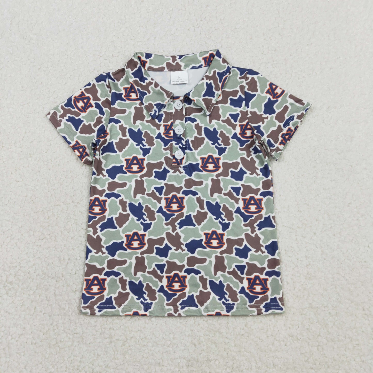 BT1694 GO TEAM UA Green Blue Camouflage Polo Short Sleeve Boys Top 202602 RTS