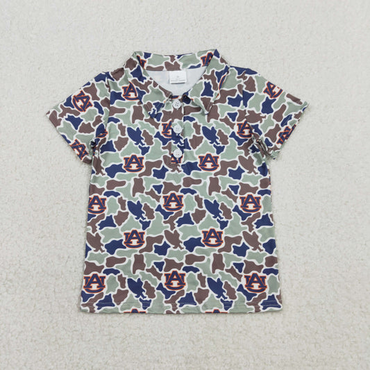 BT1694 GO TEAM UA Green Blue Camouflage Polo Short Sleeve Boys Top 202602 RTS