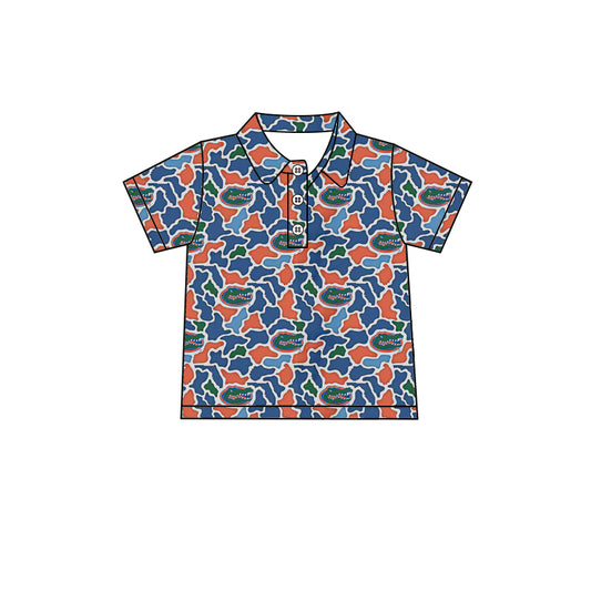 MOQ 5 PCS preorder BT1695 GO TEAM Crocodile Orange Blue Green Camouflage Polo Short Sleeve Boys Top 202601