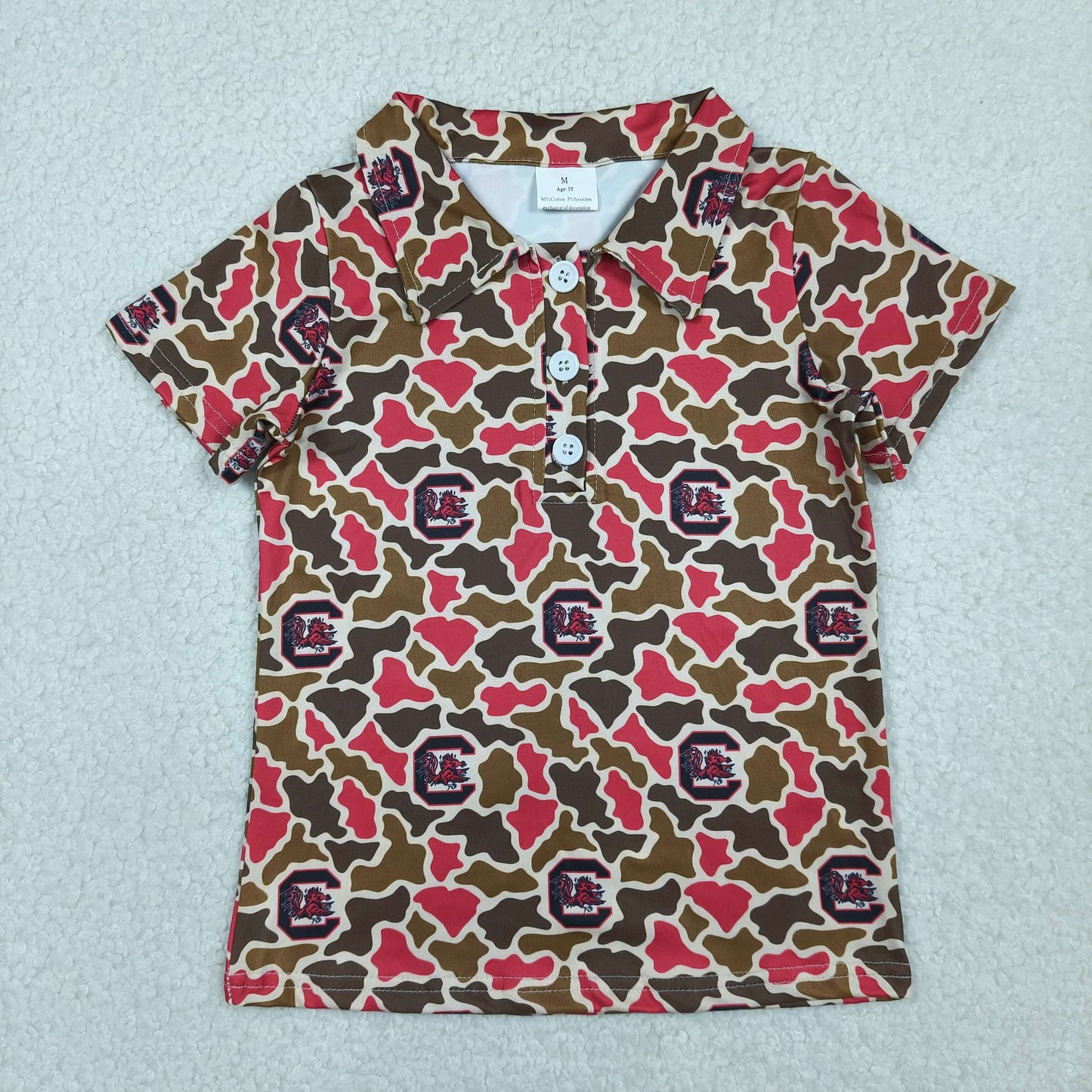 BT1697 GO TEAM C Red Brown Camouflage Polo Short Sleeve Boys Top 202604 RTS