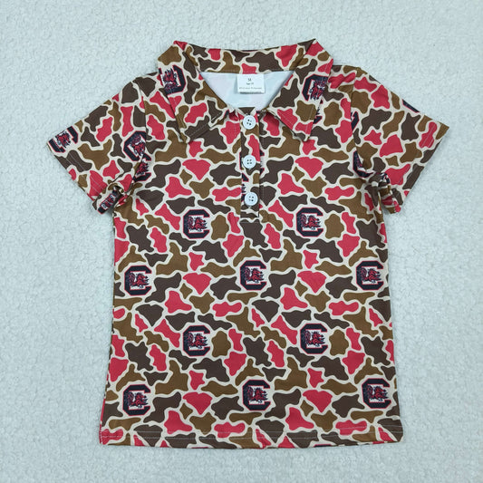 BT1697 GO TEAM C Red Brown Camouflage Polo Short Sleeve Boys Top 202604 RTS