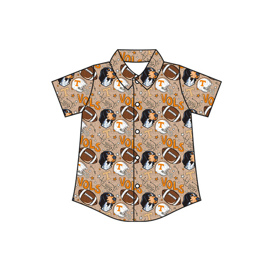 MOQ 5 PCS preorder BT1717 GO TEAM Vols Puppy Football Khaki Polo Buttons Short Sleeve Boys Top 202601