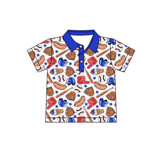 MOQ 5 PCS preorder BT1720 Baseball Glove Hot Dog Star Blue Polo Short Sleeve Boys Top 202601
