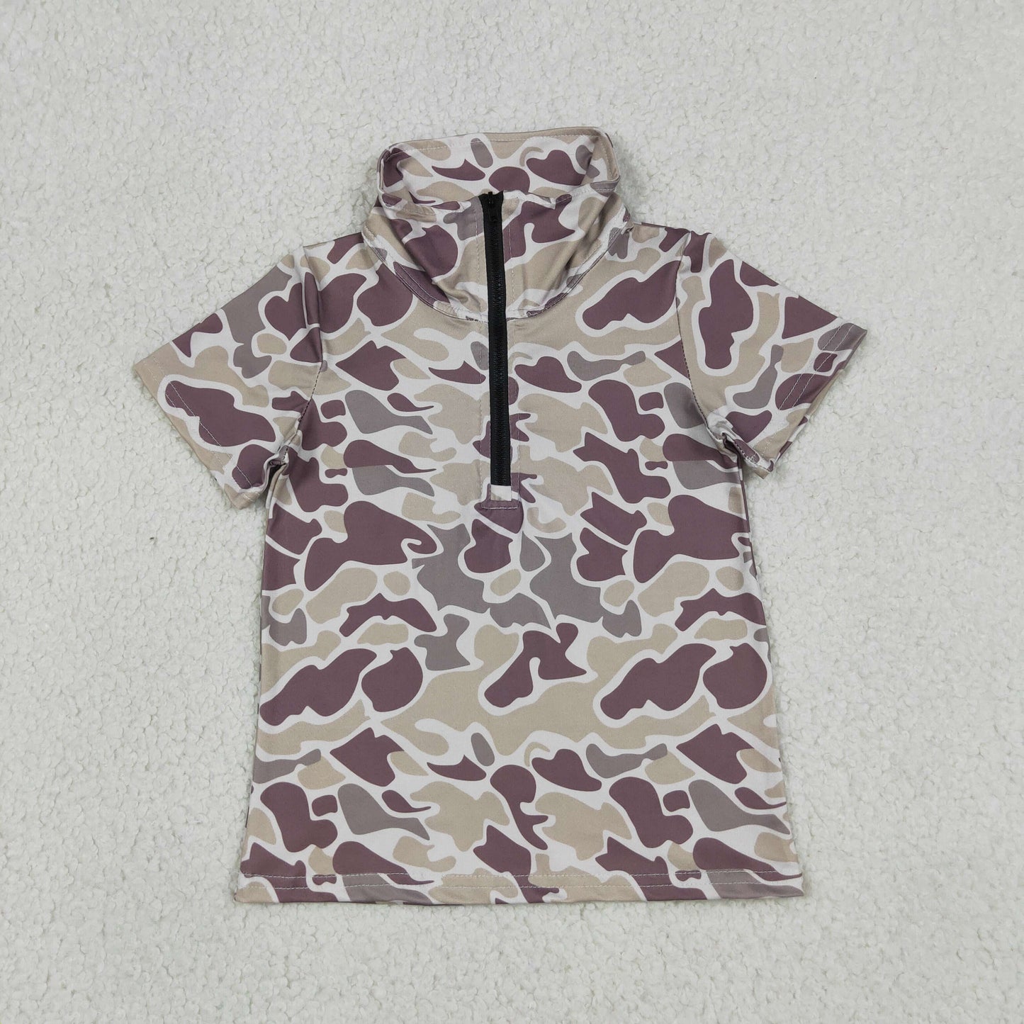 BT1727 Gray Green Camouflage Zip Polo Short Sleeve Boys Top 202605 RTS