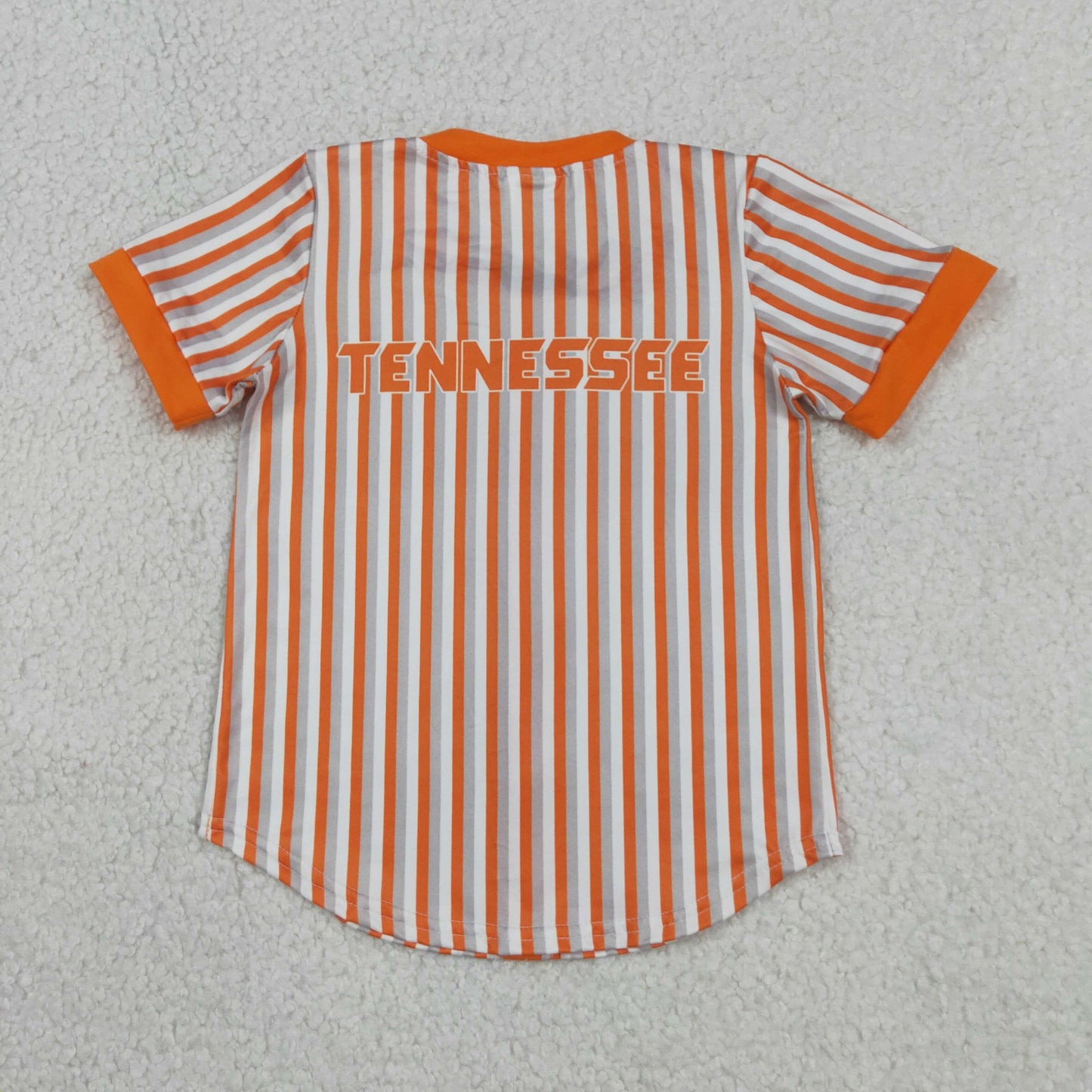 BT1747 GO TEAM Tennessee Gray Orange Stripe Buttons Short Sleeve Boys Top 202604 RTS