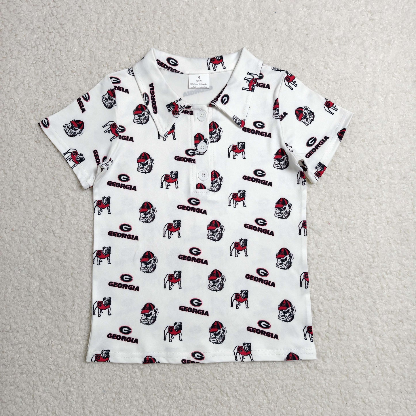 BT1756 GO TEAM Georgia Dog White Polo Short Sleeve Boys Top 202606 RTS