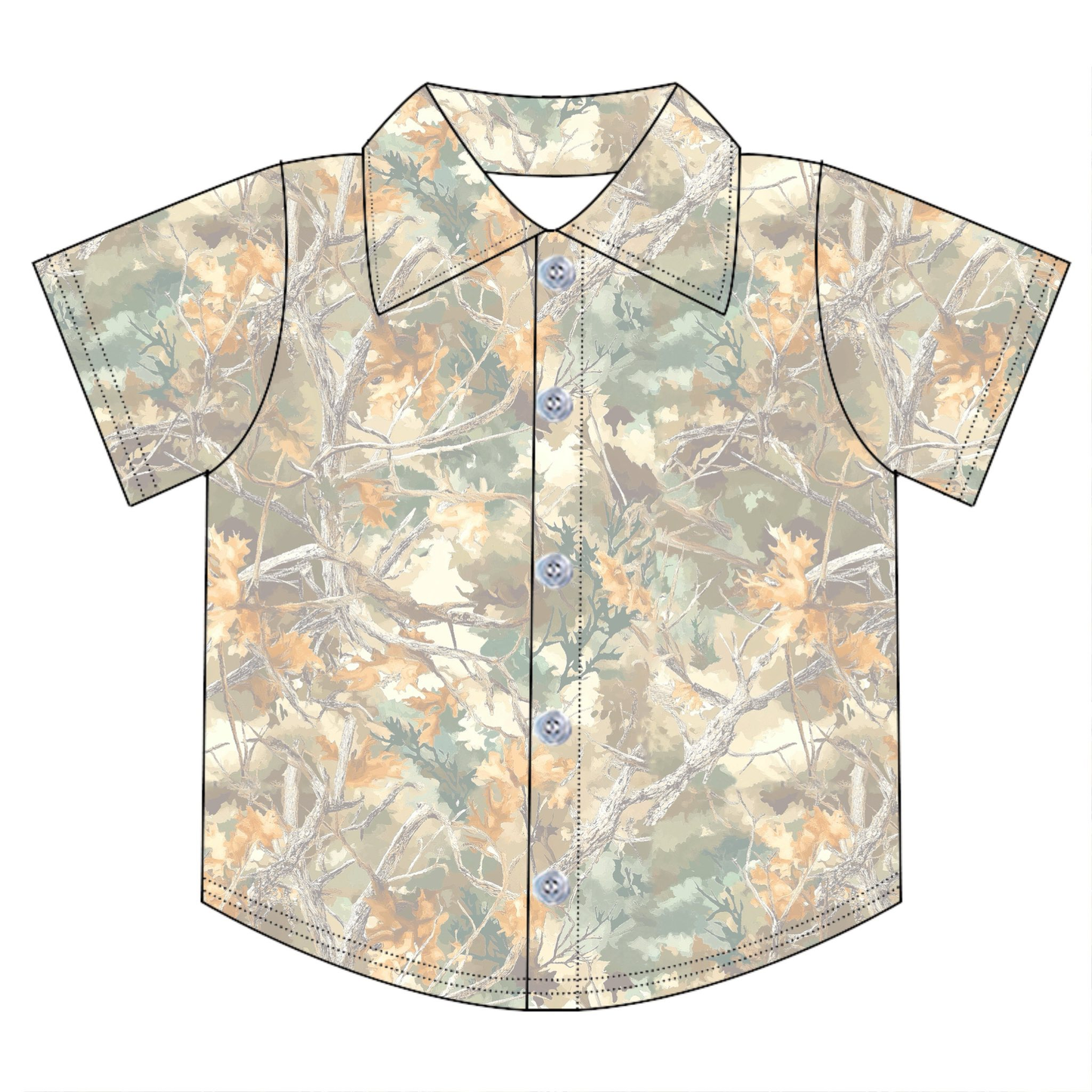 MOQ 5 PCS preorder BT1758 Branch Leaf Polo Buttons Short Sleeve Boys Top 202603