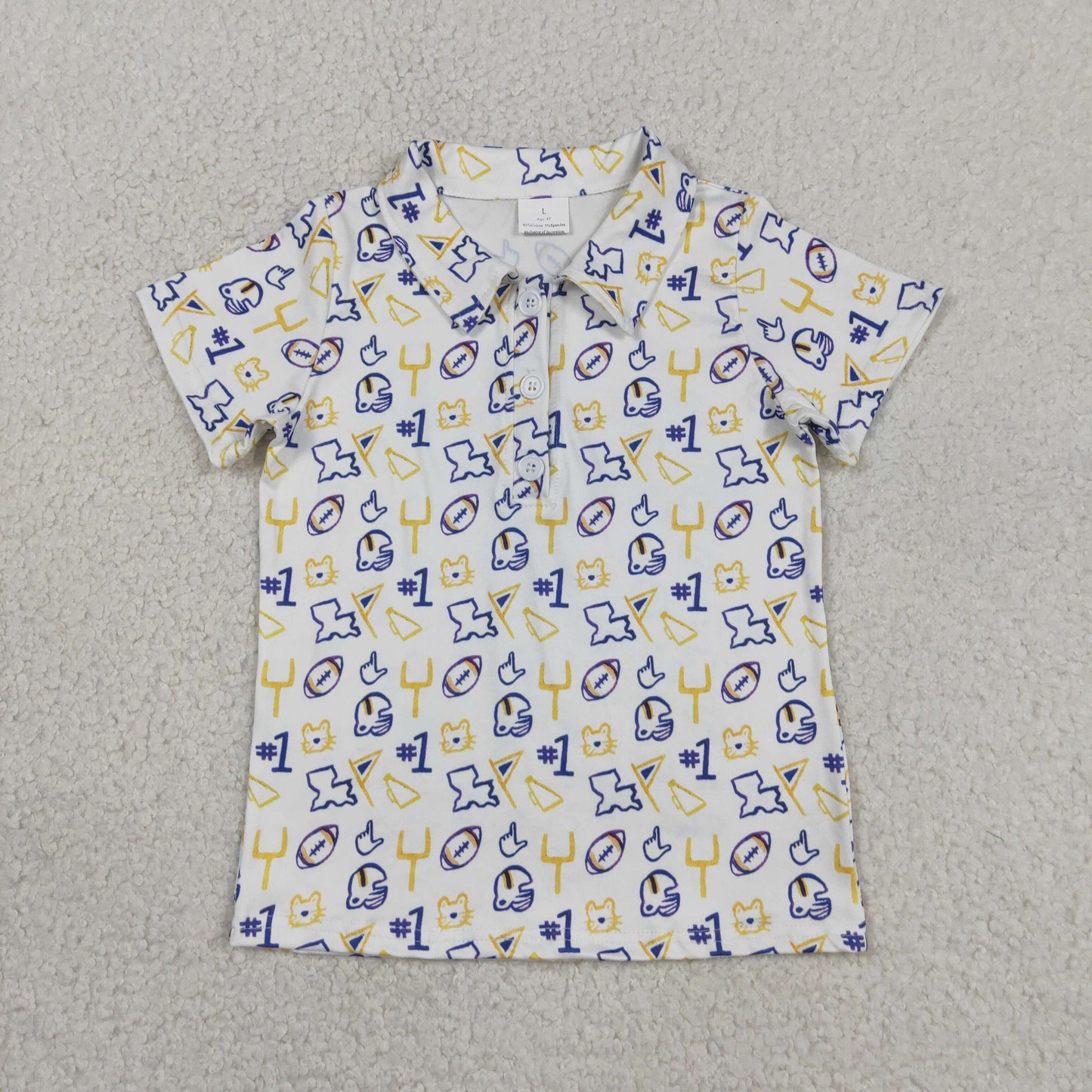 BT1763 GO TEAM Helmet Gesture White Polo Short Sleeve Boys Top 202605 RTS