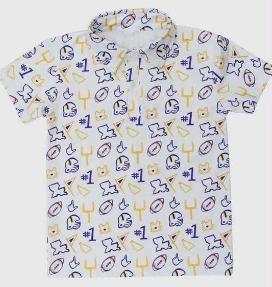 MOQ 5 PCS Preorder BT1764 Adult Male GO TEAM Helmet Gesture White Polo Buttons Short Sleeve Top 202603