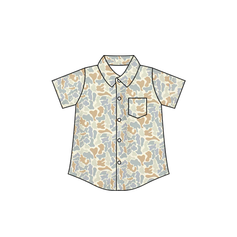 MOQ 5 PCS preorder BT1781 Light Color Camouflage Buttons Polo Short Sleeve Boys Top 202604