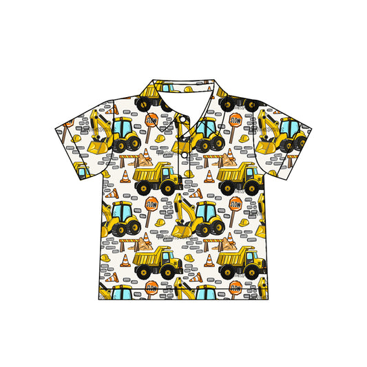 MOQ 5 PCS preorder BT1789 Yellow Trucks Polo Short Sleeve Boys Top 202604