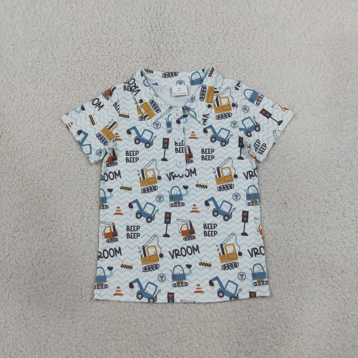 BT1793 VROOM Excavator Kids Boys Polo Shirt Top