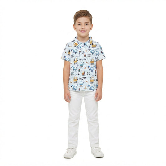 BT1793 VROOM Excavator Kids Boys Polo Shirt Top