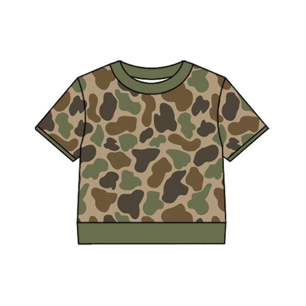MOQ 5 PCS preorder BT1795 Gray Brown Green Camouflage Short Sleeve Boys Top 202604
