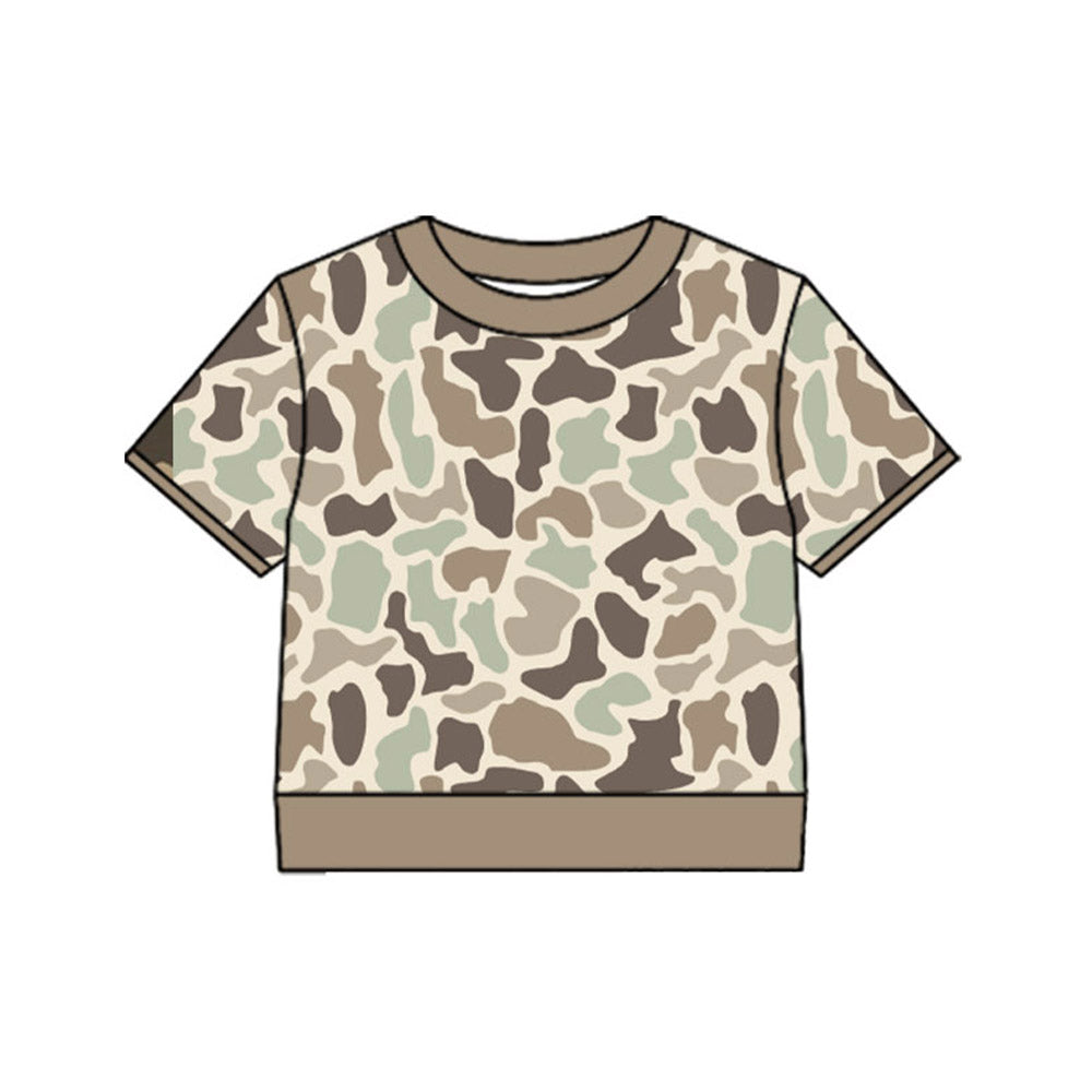 MOQ 5 PCS preorder BT1796 Beige Brown Green Camouflage Short Sleeve Boys Top 202604