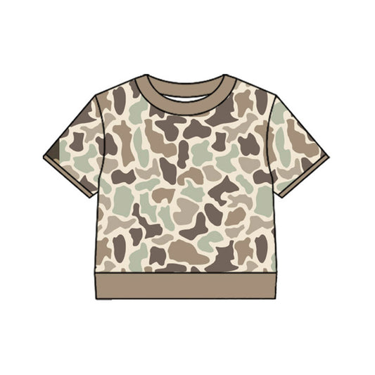 MOQ 5 PCS preorder BT1796 Beige Brown Green Camouflage Short Sleeve Boys Top 202604