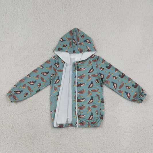 BT1818 Duck Hunting Green Hooded Zip Long Sleeve Boys Top with Pocket 202608 RTS