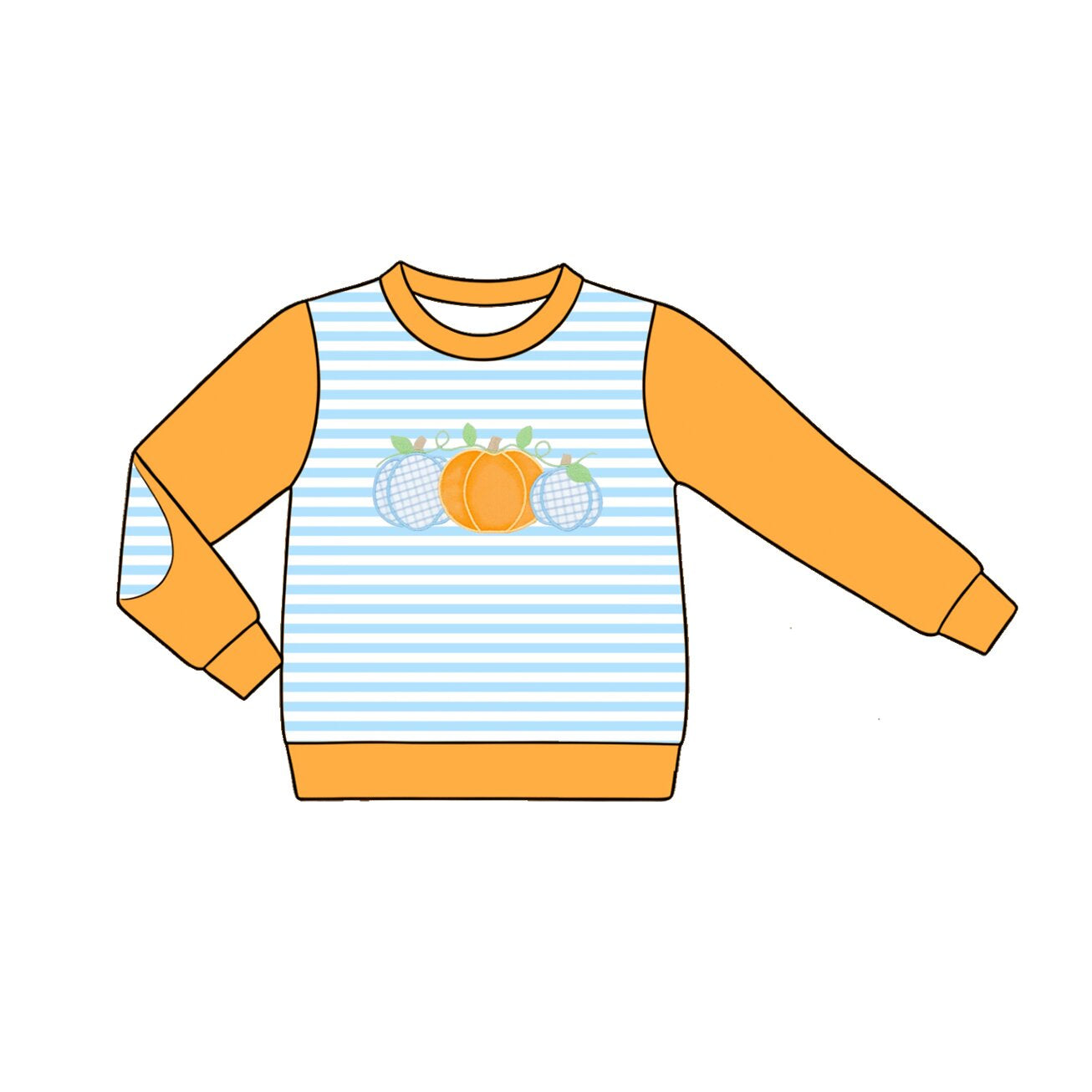 MOQ 5 PCS preorder BT1823 Pumpkin Light Blue Stripe Orange Long Sleeve Boys Top 202604