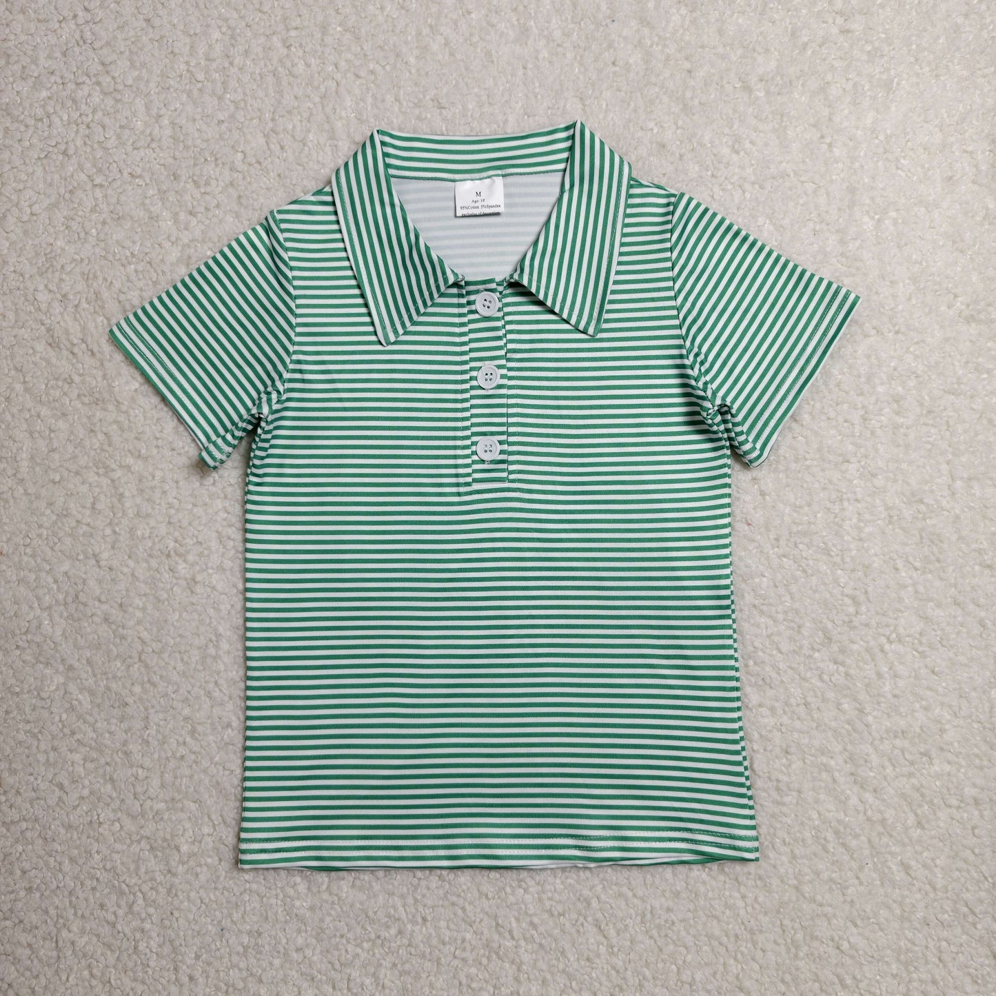 BT1832 Dark Green Stripe Polo Short Sleeve Boys Top 202606 RTS