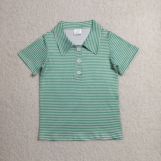 BT1832 Dark Green Stripe Polo Short Sleeve Boys Top 202606 RTS
