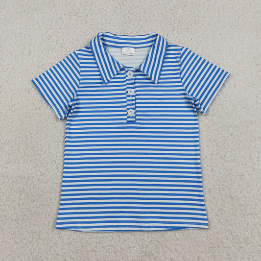 BT1834 Blue Stripe Polo Short Sleeve Boys Top 202605 RTS