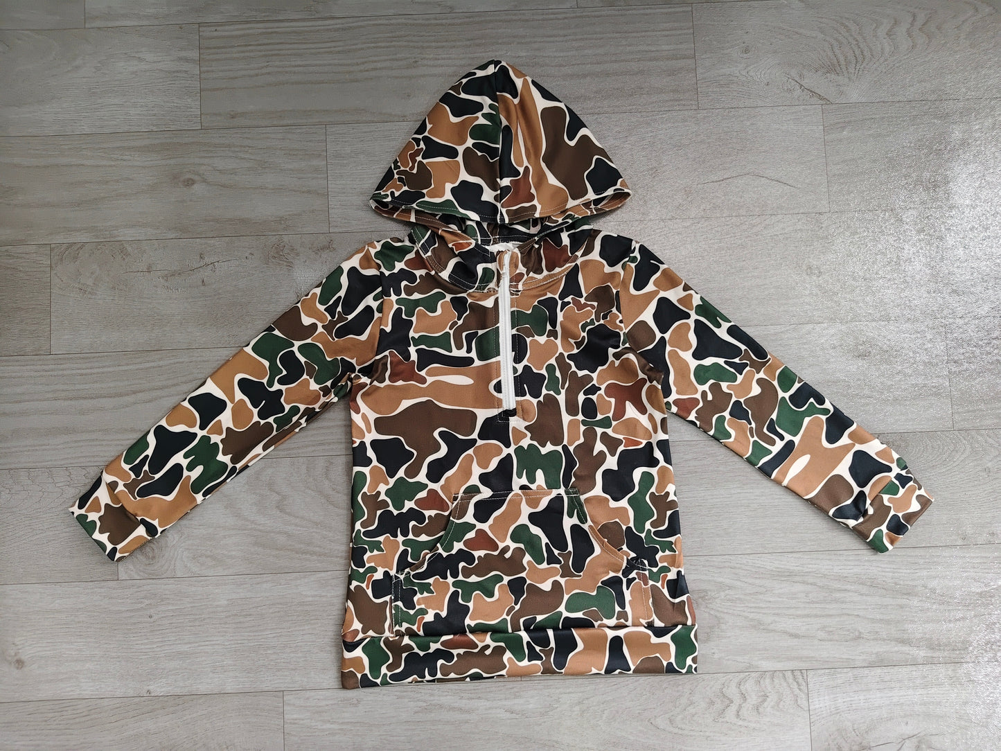 NO MOQ preorder BT1851 Brown Green Camo Hooded Long Sleeve Boys Top 202606
