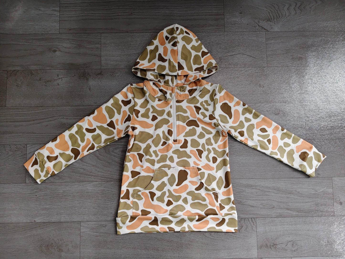 NO MOQ preorder BT1853 Orange Green Camo Hooded Long Sleeve Boys Top 202606