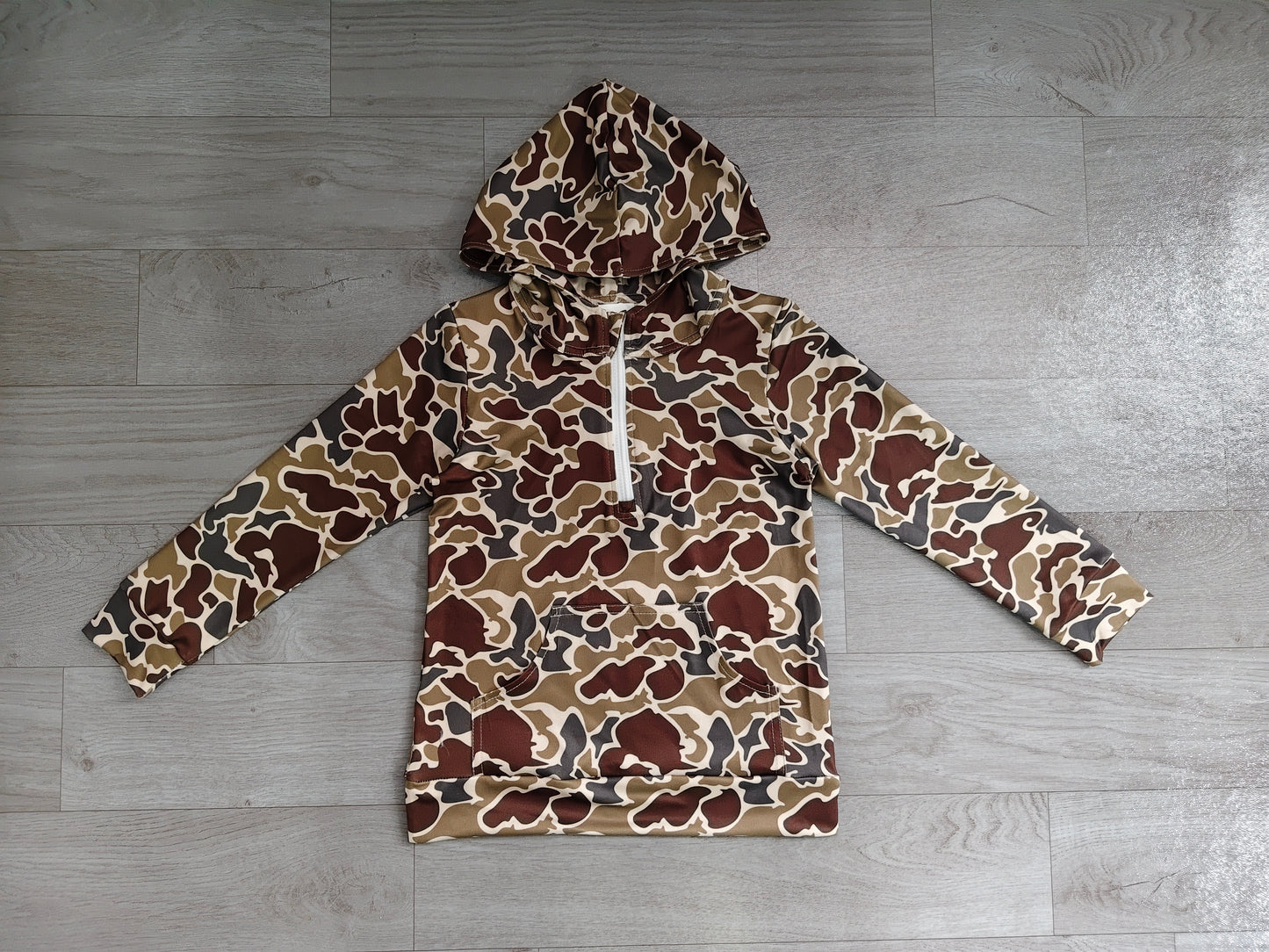 NO MOQ preorder BT1854 Brown Camo Hooded Long Sleeve Boys Top 202606