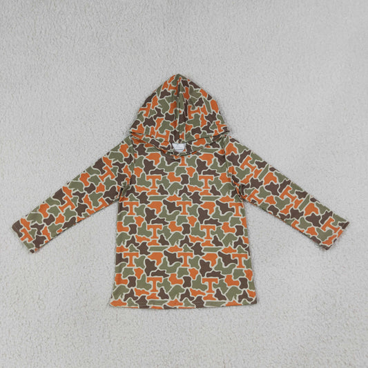 BT1856 GO TEAM T Orange Green Camo Hooded Long Sleeve Boys Top 202607 RTS