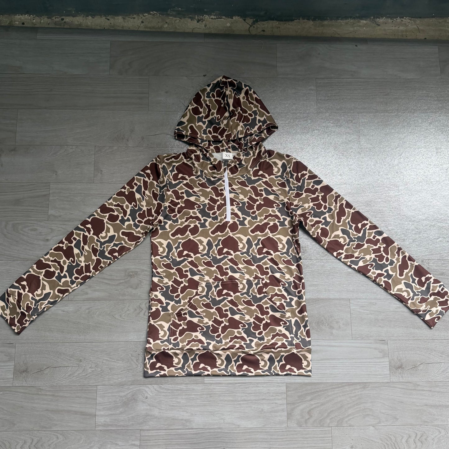 NO MOQ Preorder BT1872 Adult Male Brown Camouflage Hooded Zipper Long Sleeve Top 202607
