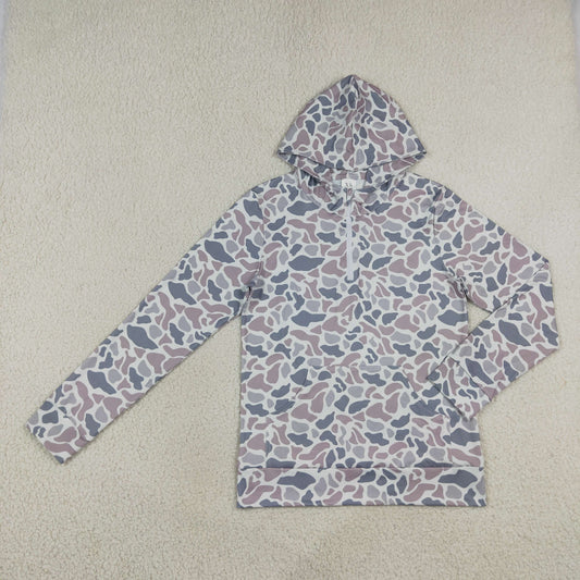 BT1873 Hunting Camo Grey Hoodie Zipper Men Adult's Coat