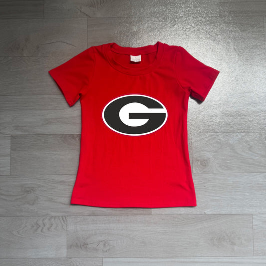 NO MOQ preorder BT1886 Offset Printing GO TEAM G Red Short Sleeve Boys Top 202607
