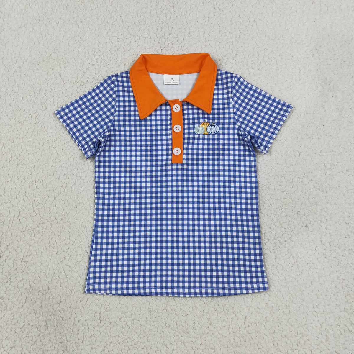 BT1892 Embroidery Pumpkin Plaid Kids Boys Polo Shirt 202609 RTS
