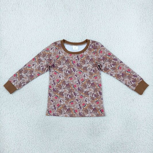 BT1905 Christmas Elk Camo Kids Boys Polo Shirt Top