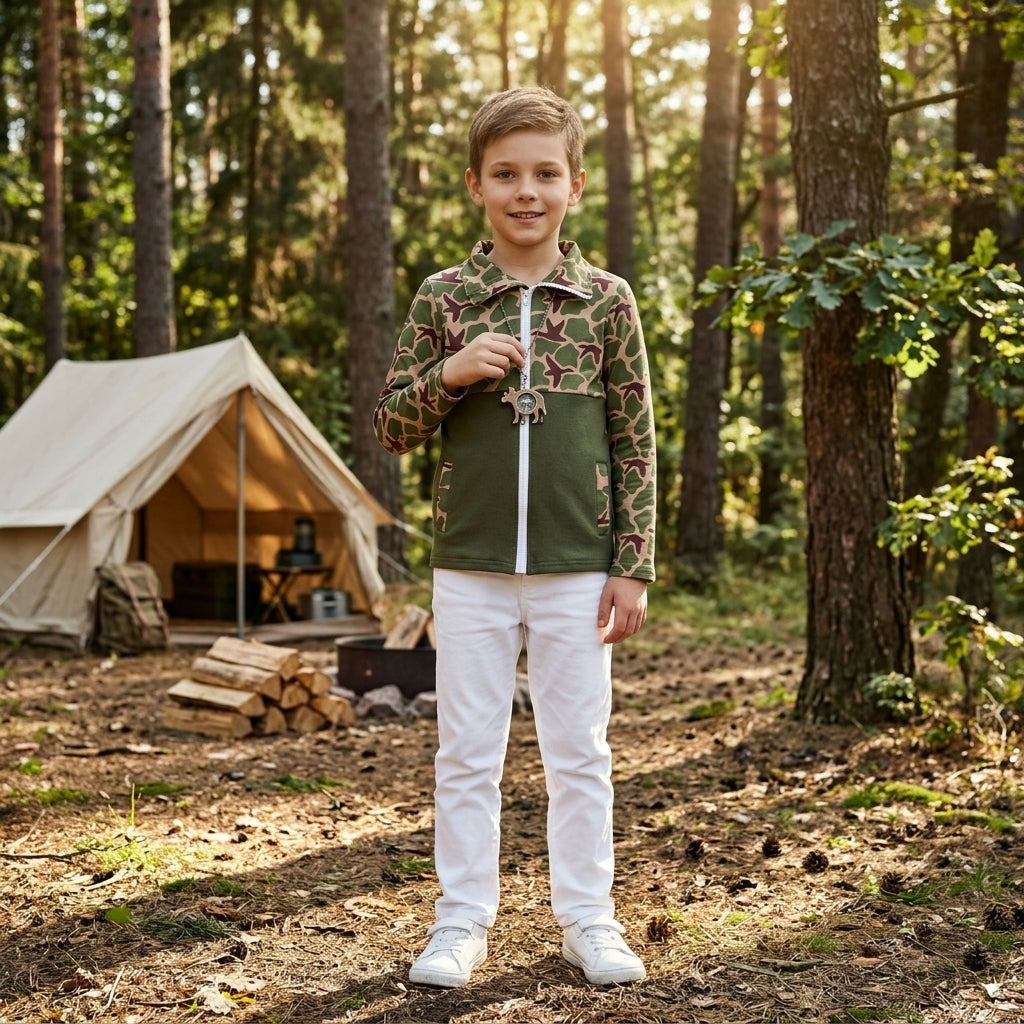 BT1933 Duck Hunting Camo Kids Boys Zipper Coat