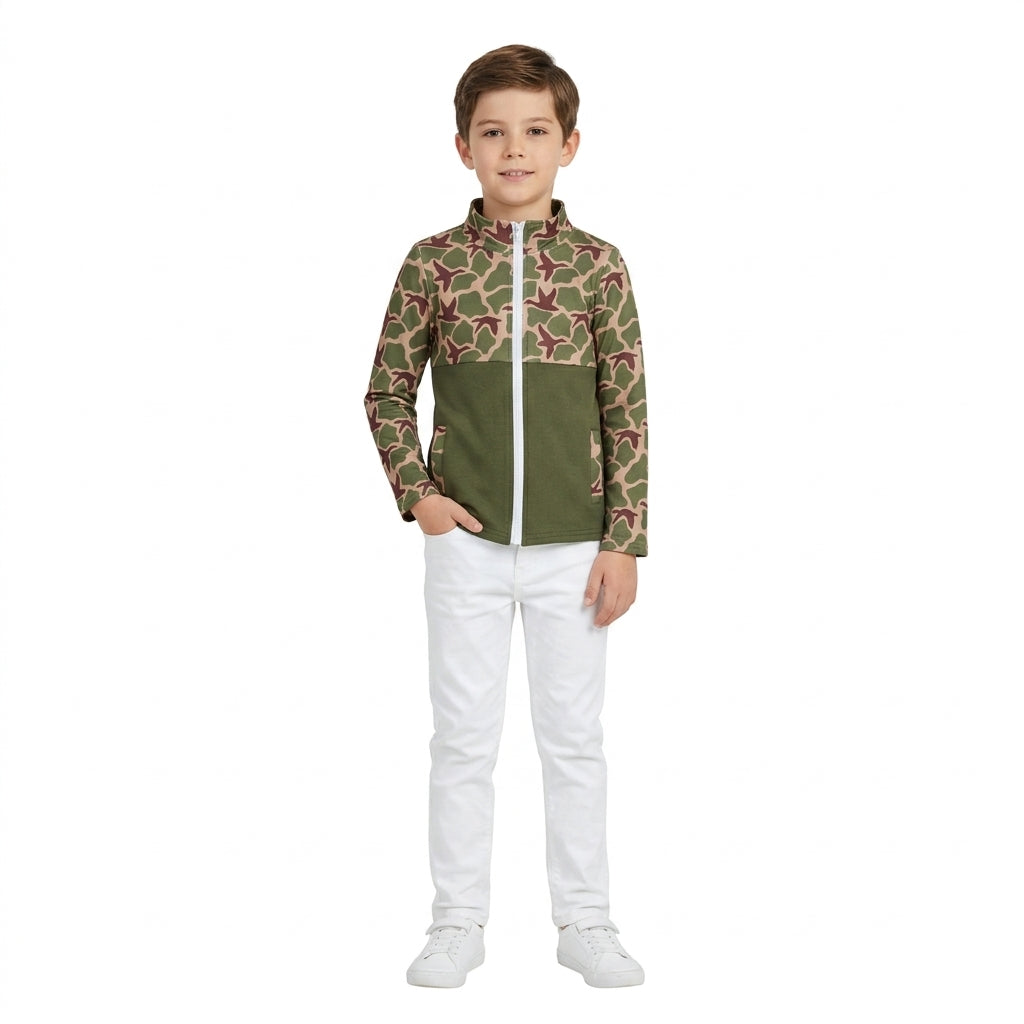 BT1933 Duck Hunting Camo Kids Boys Zipper Coat