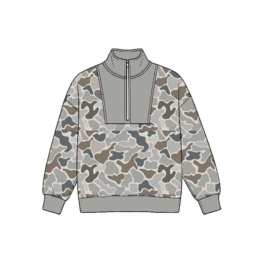 MOQ 5pcs BT1936 pre-order  toddler boy clothes hunting camo zipper boy winter top shirt-2026.8.25
