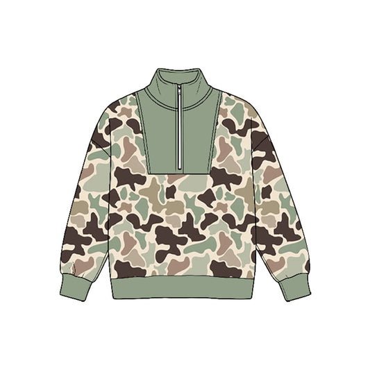 MOQ 5pcs BT1937 pre-order  toddler boy clothes hunting camo zipper boy winter top shirt-2026.8.25