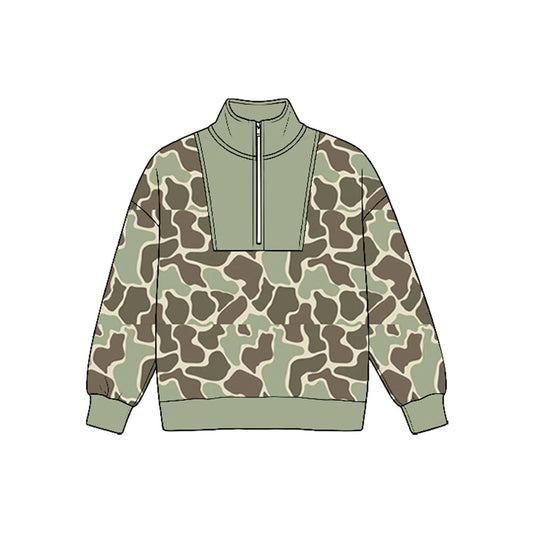 MOQ 5pcs BT1938 pre-order  toddler boy clothes hunting camo zipper boy winter top shirt-2026.8.25