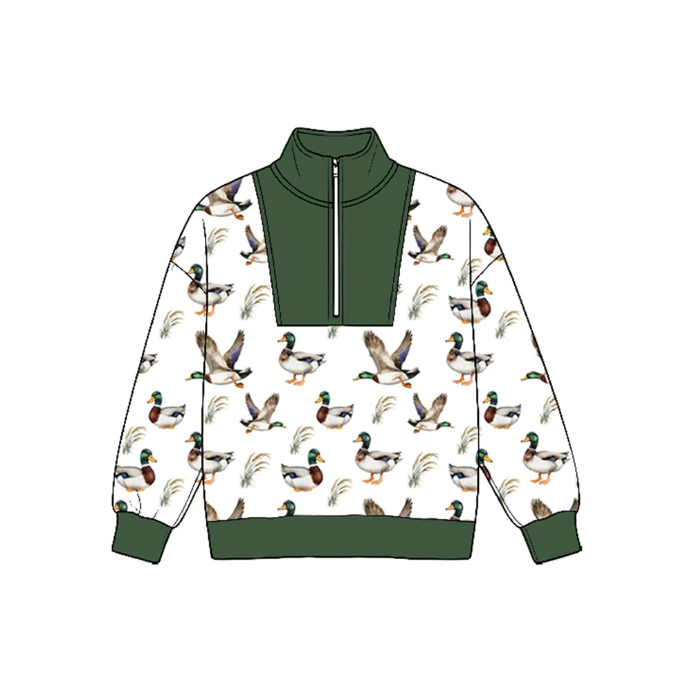 MOQ 5pcs BT1941 pre-order  toddler boy clothes mallard ducks zipper boy winter top shirt-2026.8.25