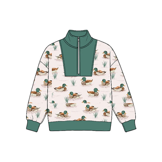 MOQ 5pcs BT1942 pre-order  toddler boy clothes mallard ducks zipper boy winter top shirt-2026.8.25