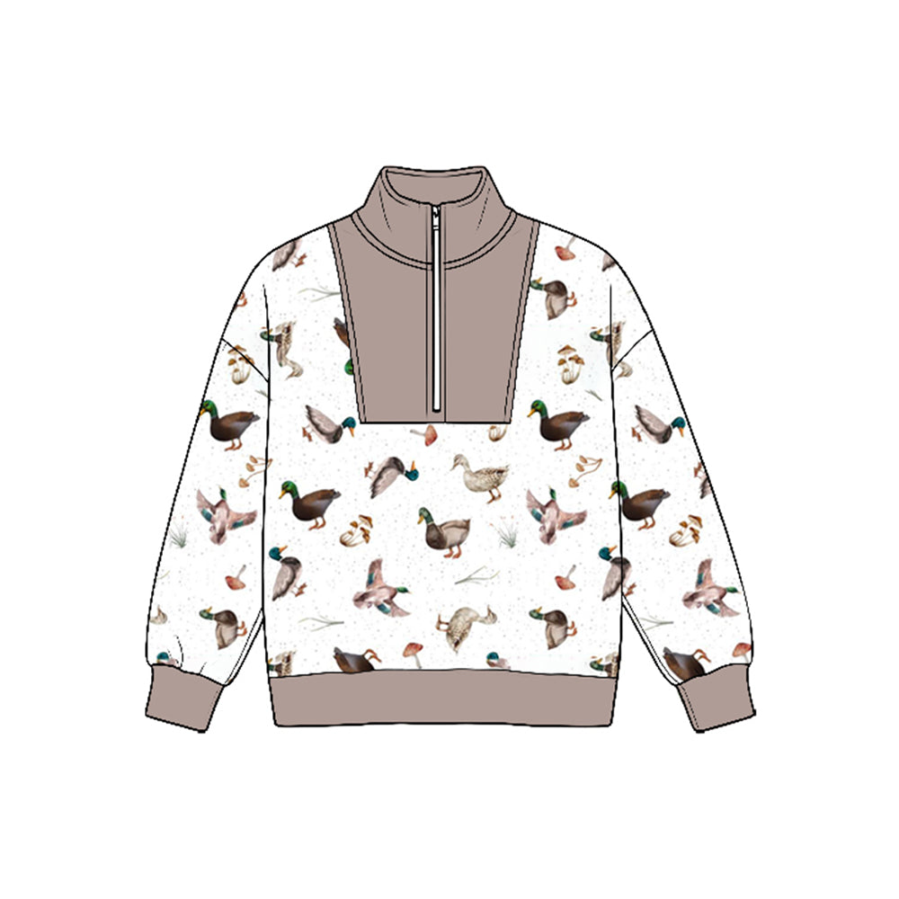 MOQ 5pcs BT1946 pre-order  toddler boy clothes mallard ducks zipper boy winter top shirt-2026.8.25