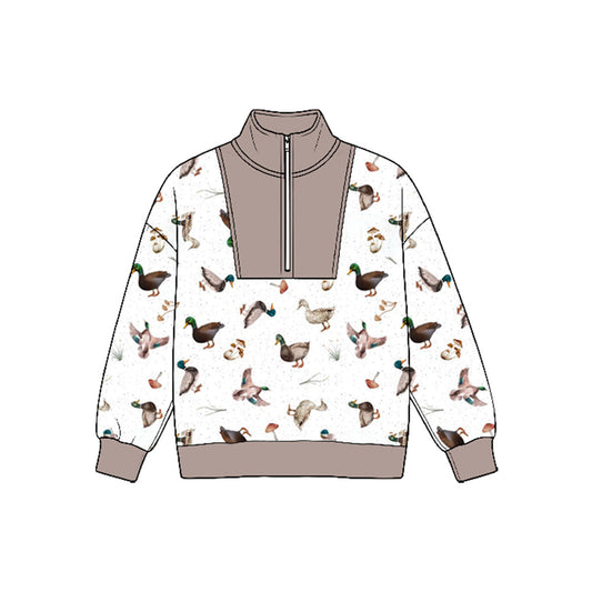 MOQ 5pcs BT1946 pre-order  toddler boy clothes mallard ducks zipper boy winter top shirt-2026.8.25