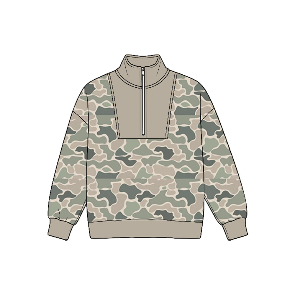 MOQ 5pcs BT1947 pre-order  toddler boy clothes hunting camo zipper boy winter top shirt-2026.8.25