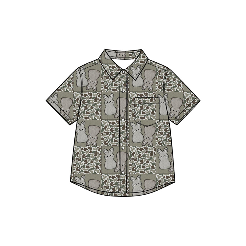BT1951 pre-order toddler kid clothes bunny camo print boy short sleeve shirt-2026.8.27