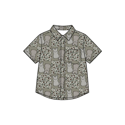 BT1951 pre-order toddler kid clothes bunny camo print boy short sleeve shirt-2026.8.27