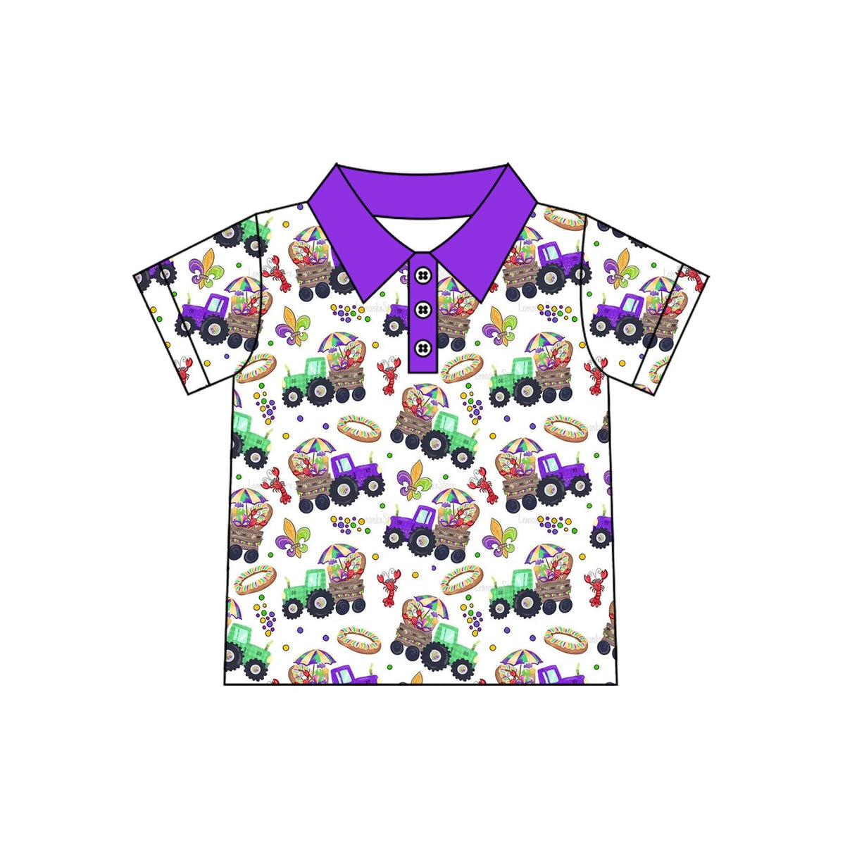 Preorder MOQ 5 pcs 202609 Each Style Mardi Gras Kids Boys Polo Pullover Shirt