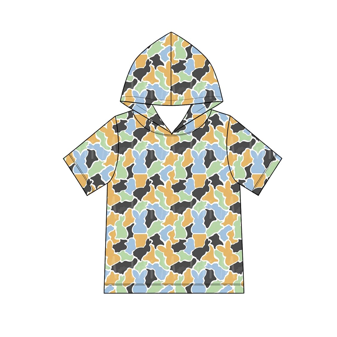 Preorder MOQ 5 pcs 202609 Each Style Easter Bunny Camo Hoodies Pullover Shirt Kids Matching Clothes