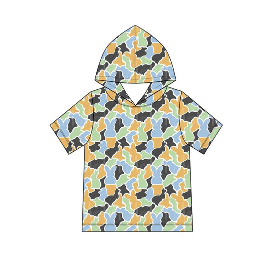 Preorder MOQ 5 pcs 202609 Each Style Easter Bunny Camo Hoodies Pullover Shirt Kids Matching Clothes